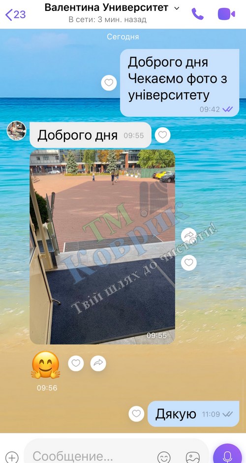 Скриншот відгуку клієнта ТМ Коврик № 99